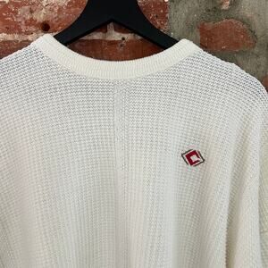VTG Munsingwear MADE IN USA Waffle Crewneck Sweater Off White L 24x26